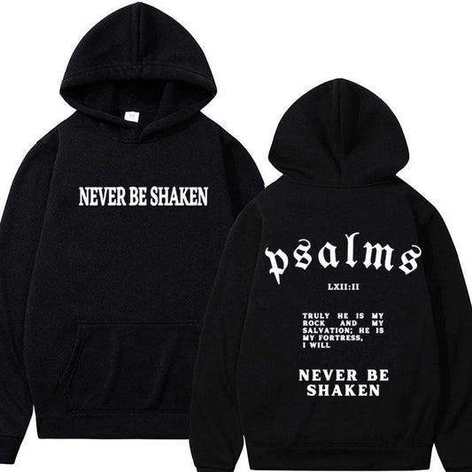 Trendy Unisex Christian Hoodie – “Never Be Shaken” Psalms Bible Verse Hoodie – Faith-Based Streetwear, Aesthetic Gospel Apparel, Inspirational Scripture Sweatsuit Top for Believers & Gifts