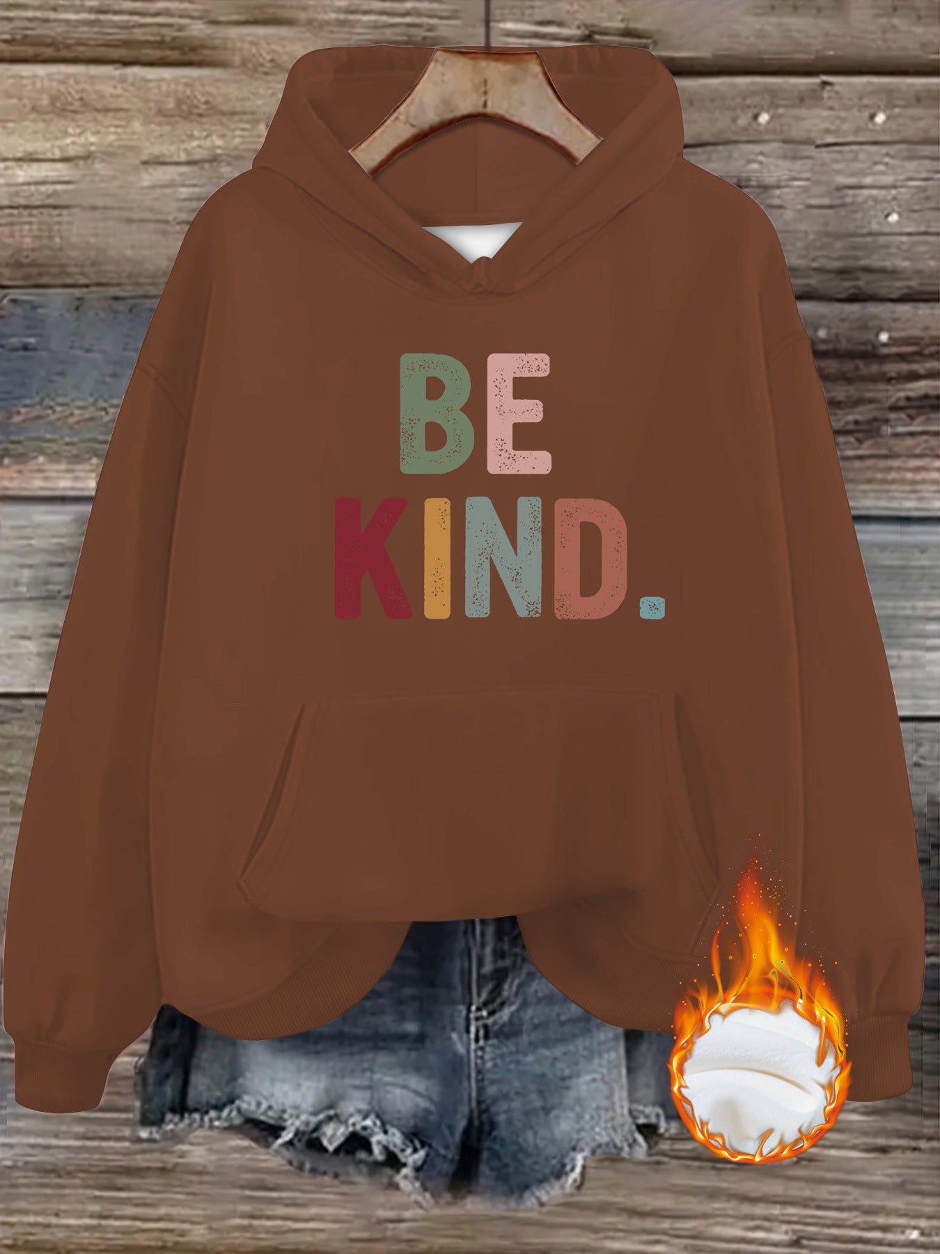 Be Kind Hoodie – Inspirational Kindness Hoodie for Women | Cozy Fleece Streetwear Pullover with Lantern Sleeves & Kangaroo Pocket | Mid-Length Casual Hoodie in Multiple Colors (S–XXL)