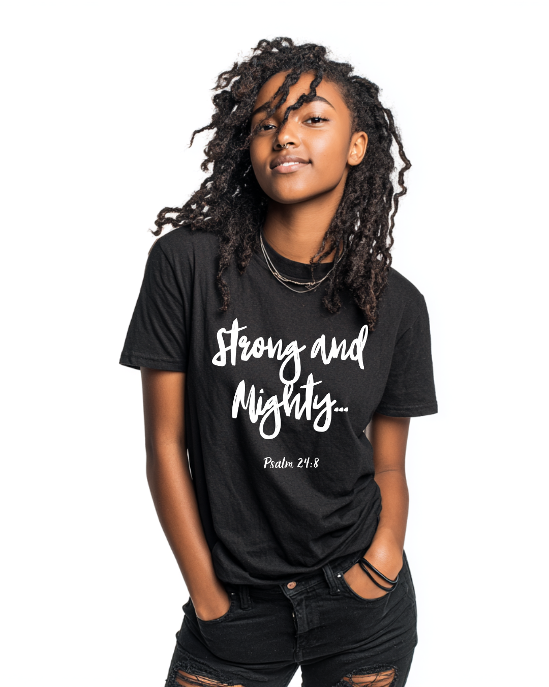 ML - Strong and Mighty Unisex Short Sleeve Tee, Inspirational Shirt, Christian Apparel, Faith-Based Fashion, Bible Verse T-Shirt