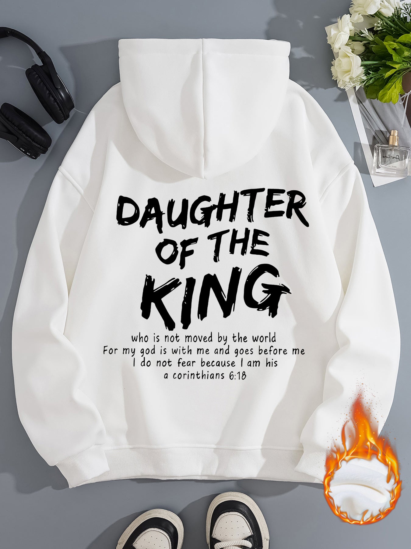 Daughter of the King Hoodie – Christian Women’s Fleece Sweatshirt | Faith-Based Kangaroo Pocket Hoodie | Inspirational Jesus Faith  Hoodie Daughter of the King Faith Based Kangaroo pocket hooded long sleeved fleece hoodie top