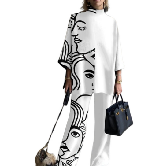 Trendy Abstract Art Set | Leisure fashion set for women's clothing