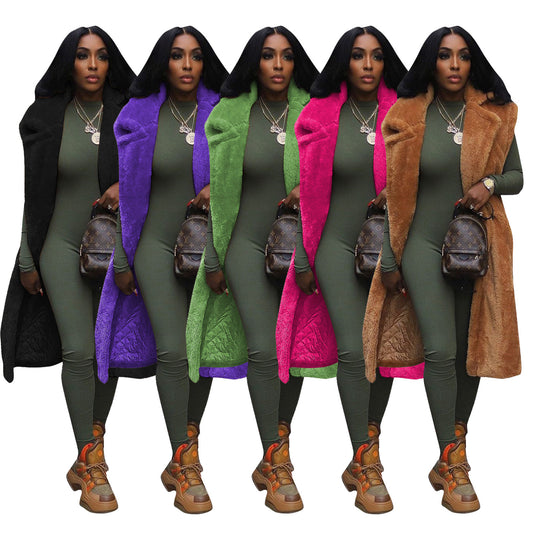 Women’s Plush Longline Teddy Vest – Viral TikTok Soft-Life Sleeveless Fleece Cardigan Jacket for Romantic Outings, Sports Games, HBCU Events & Cute Fall Dates