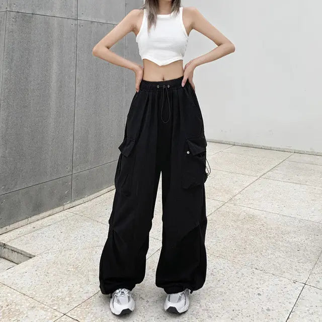 Lilith Trendy Baggy Streetwear Hip Hop Cargo Pants for Women – Oversized Summer Trousers with Pockets | Korean High Waist Baggy Streetwear Hip Hop Cargo Pants Women Fashion Pockets Oversize Loose Trousers Summer Boyfriend High Waist Wide Leg Pants
