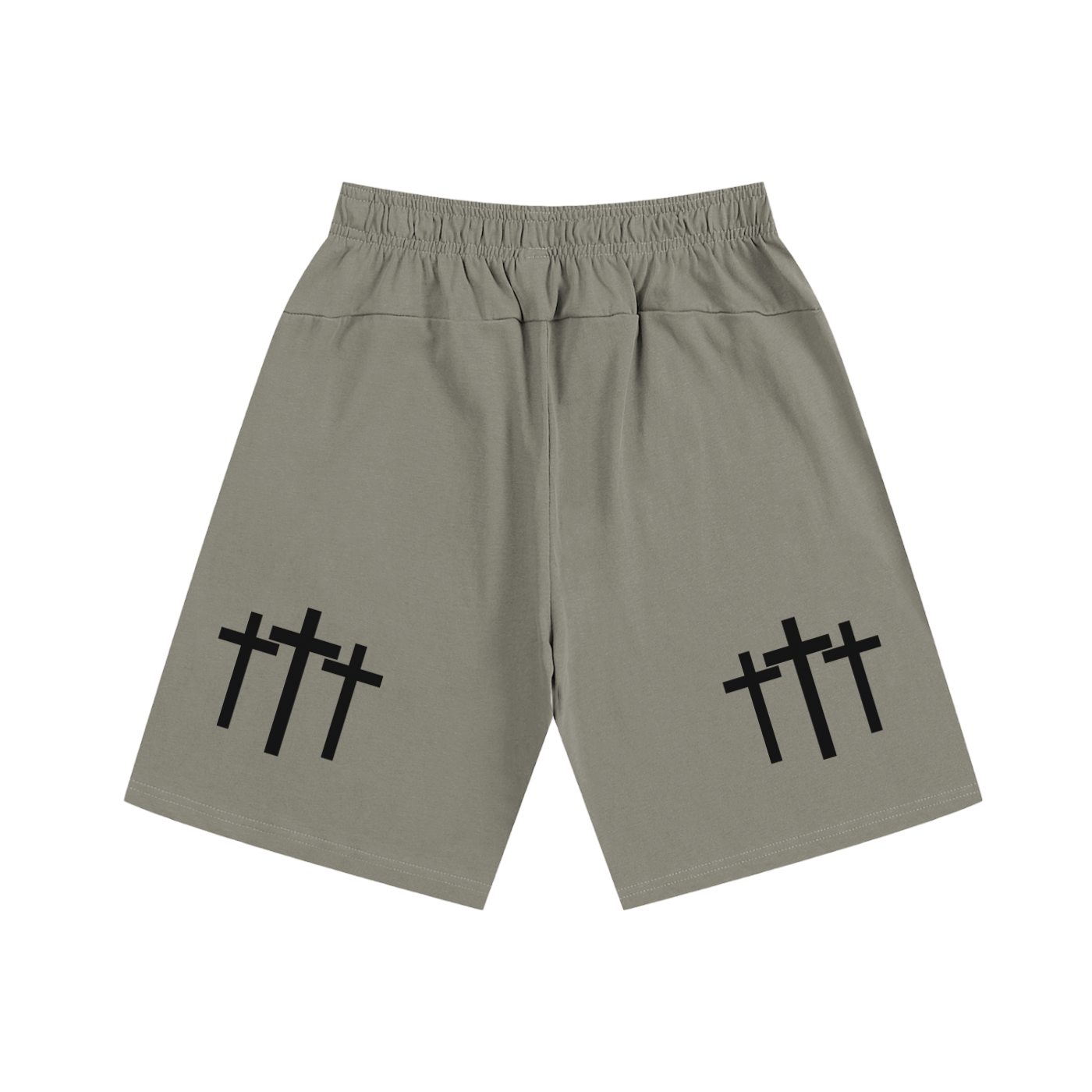 Three Cross Praying Hands Triple Cross Faith Based Shorts Essential Heavyweight Cotton Shorts