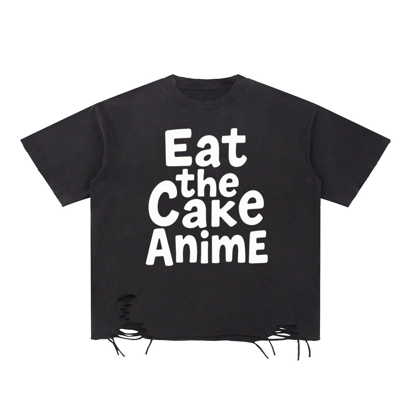 Eat The Cake Anime Funny Anime Shirt Trendy Shirt Snow Washed Raw-Hem T-Shirt, Eat The Cake Anime Shirt – Funny Graphic Tee for Anime Fans, Unisex Anime Graphic T-Shirt – “Eat The Cake” Slogan Tee, Japanese Streetwear Anime Shirt – Funny Cake Graphic Tee