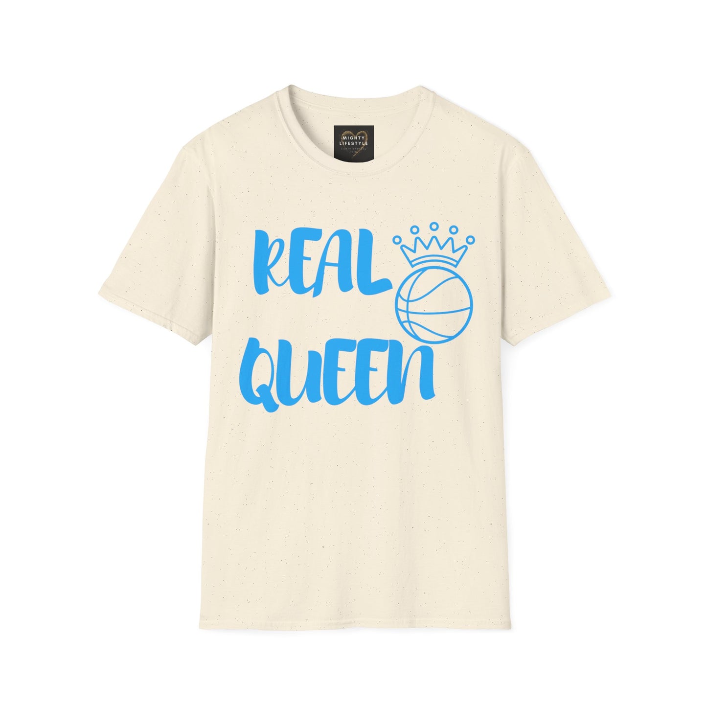 Real Queen  Blue Font | Basketball Shirt | Sports Shirt | Baller Shirt | Mighty Lifestyle |  Softstyle T-Shirt