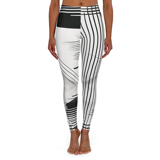 BW Gray White Black Leggings  Women Spandex Leggings - Bold Geometric Design