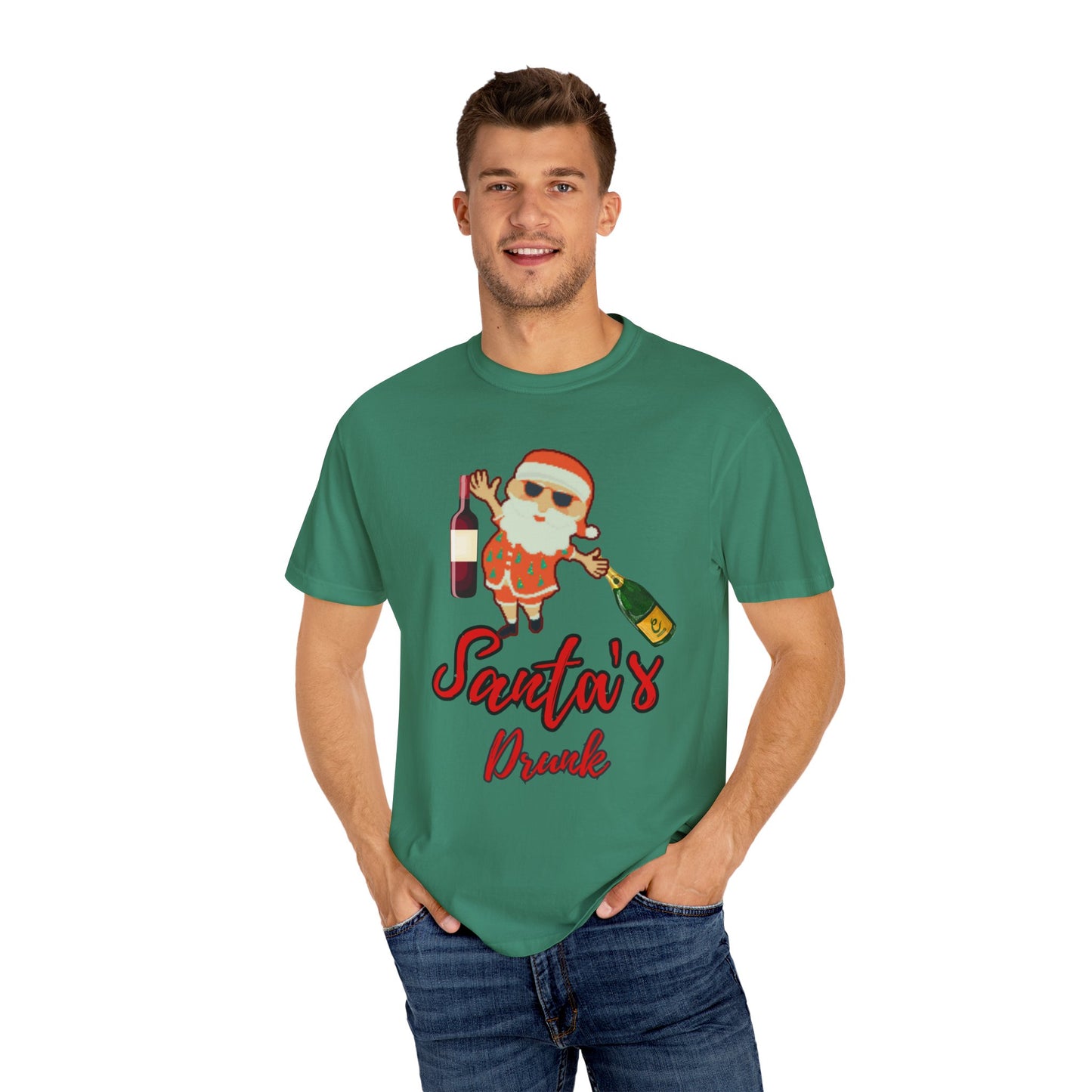 Santas Drunk, Christmas Shirt, Santa Shirt, Holiday Shirt, Funny Christmas, Funny Holiday, Unisex Garment-Dyed T-shirt