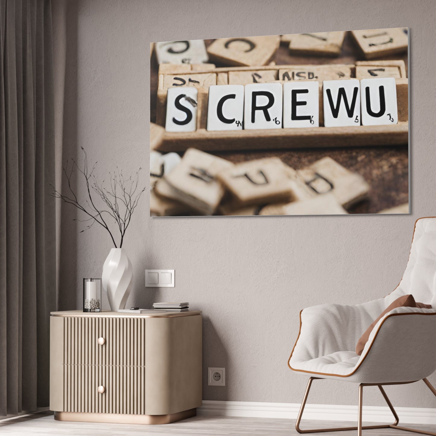 Screw U | Funny Canvas Art | Wall Art | Wall Decor | Office Art | Canvas Stretched, 1.5''