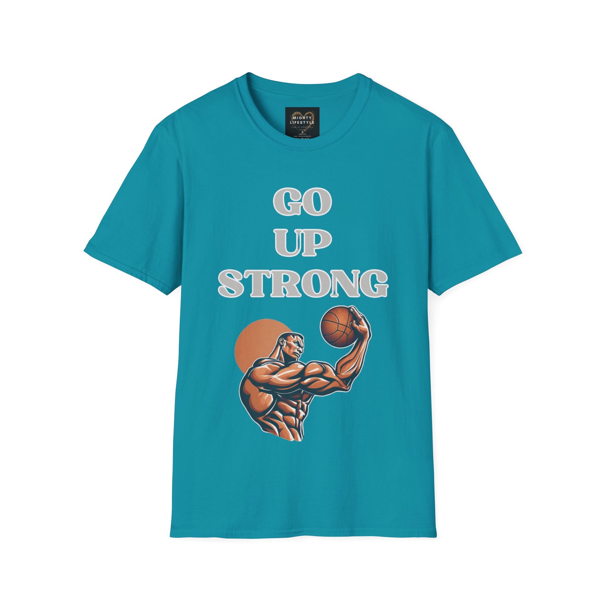 Go Up Strong | Motivational Shirt | Travel Basketball| AAU Basketball | Basketball Shirt |Basketball Mom| Basketball Dad | Unisex Basketball Shirt | Sports Shirt | Baller Shirt | Mighty Lifestyle | Softstyle T-Shirt - Mighty Lifestyle