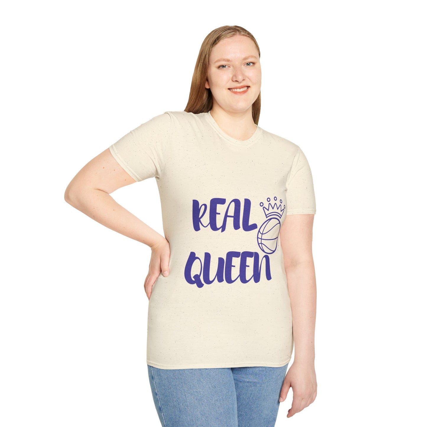 Real Queen Purple Font  | Basketball Shirt | Sports Shirt | Baller Shirt | Mighty Lifestyle |  Softstyle T-Shirt