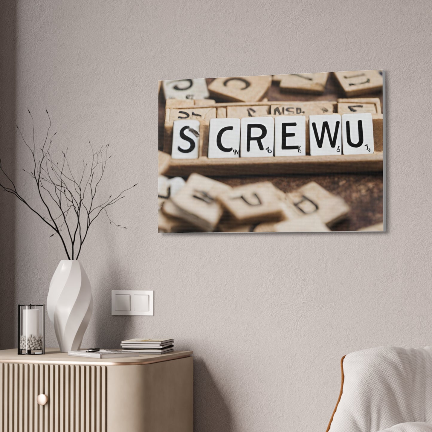 Screw U | Funny Canvas Art | Wall Art | Wall Decor | Office Art | Canvas Stretched, 1.5''