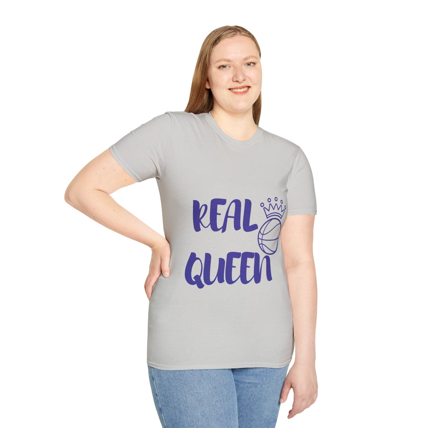 Real Queen Purple Font  | Basketball Shirt | Sports Shirt | Baller Shirt | Mighty Lifestyle |  Softstyle T-Shirt