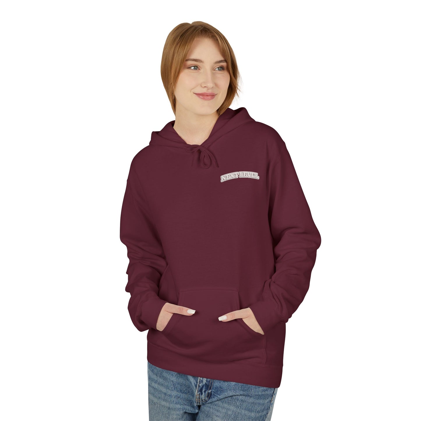 Majestic Vertical Text Hoodie — Minimal White Graphic Pullover Christian Hoodie Godly Hoodie Sports Hoodie Mighty Lifestyle Hoodie