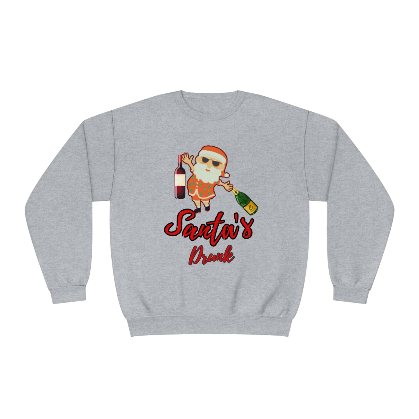 Santa Sweater, Santa's Drunk, Ugly Sweater, Ugly Holiday Sweater, Ugly Christmas Sweater,  Unisex NuBlend® Crewneck Sweatshirt