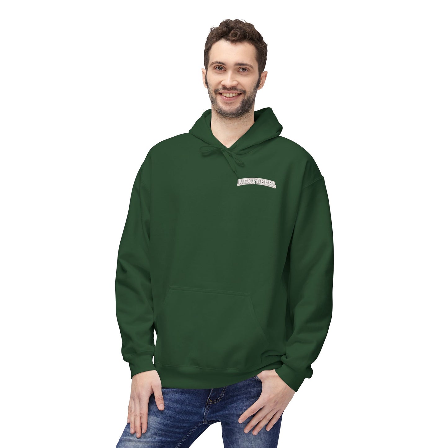 Majestic Vertical Text Hoodie — Minimal White Graphic Pullover Christian Hoodie Godly Hoodie Sports Hoodie Mighty Lifestyle Hoodie