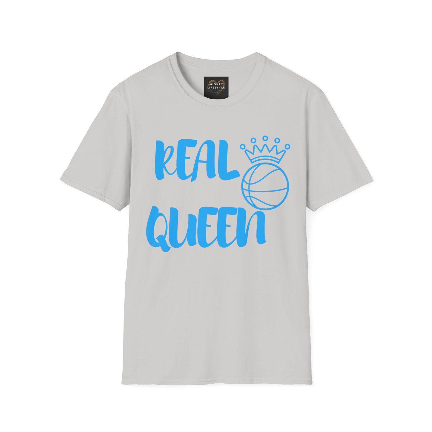 Real Queen  Blue Font | Basketball Shirt | Sports Shirt | Baller Shirt | Mighty Lifestyle |  Softstyle T-Shirt