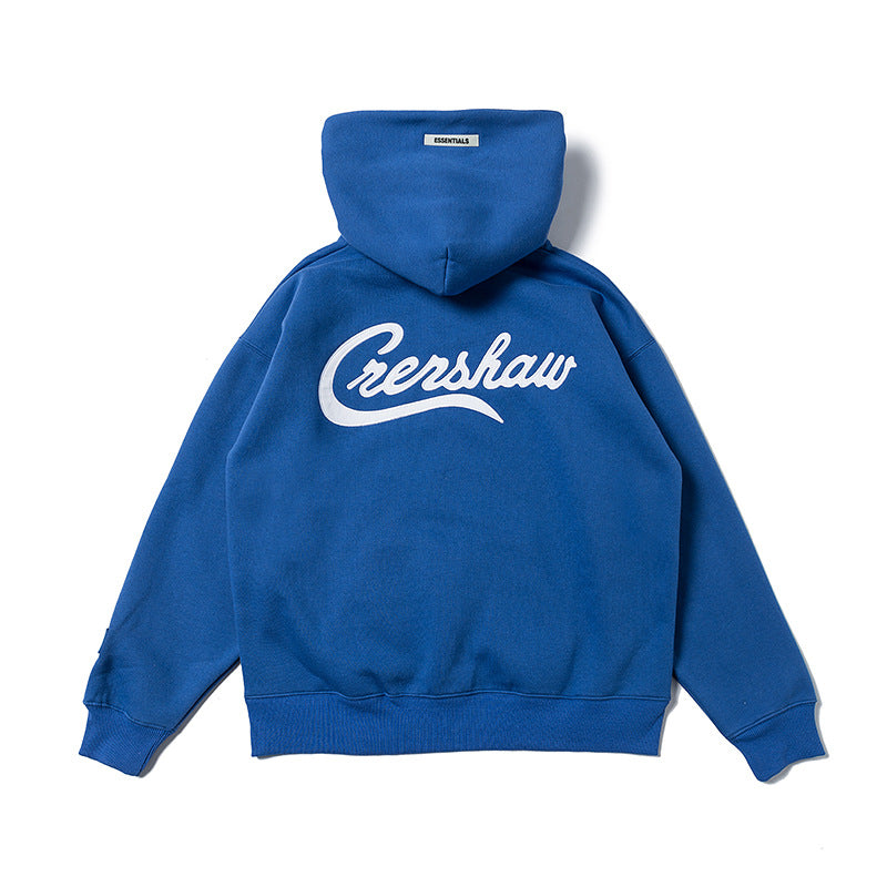 Trendy Letter Print Hoodie – Teenager Loose Fit Cotton Pullover Sweatshirt with Pockets, V-Neck Long Sleeve Casual High Street Style Hoodie for Spring & Autumn Crenshaw Hoodie
