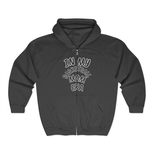 BW In My Basketball Mom Era Hoodie | Hoodie for Mothers and Grandmothers for Basketball | Heavy Blend™ Full Zip Hooded Sweatshirt