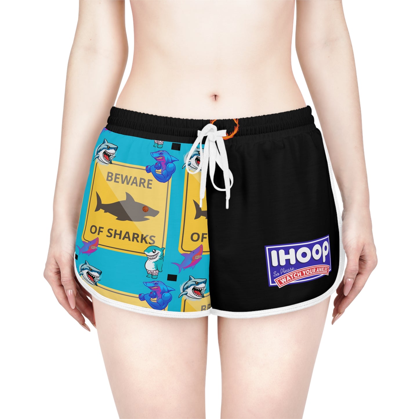 Basketball Shorts - Mighty Lifestyle Beware of Sharks Women's Relaxed Shorts