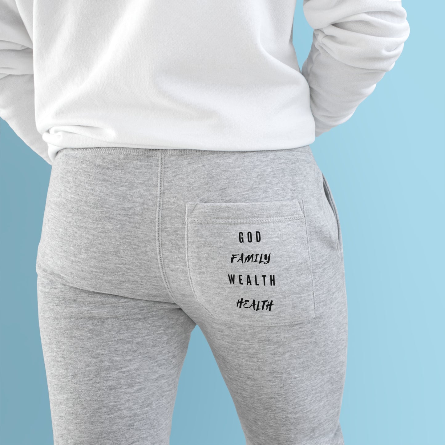 Mighty Lifestyle God Family Health Wealth | Unisex Fleece Joggers