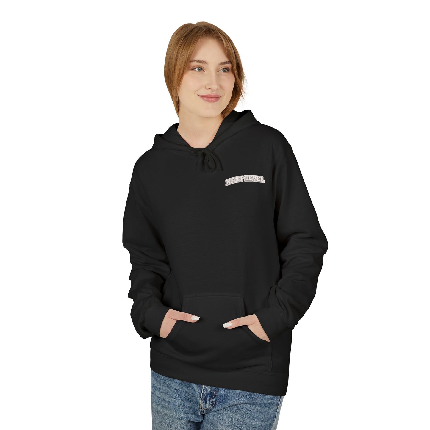Majestic Vertical Text Hoodie — Minimal White Graphic Pullover Christian Hoodie Godly Hoodie Sports Hoodie Mighty Lifestyle Hoodie