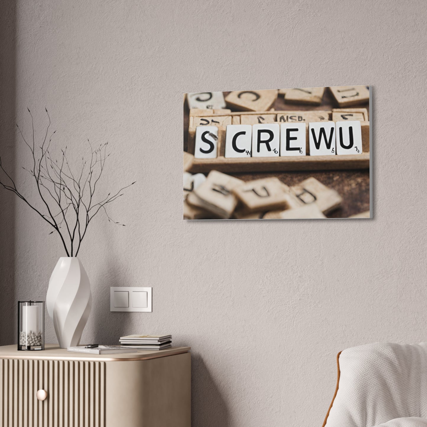 Screw U | Funny Canvas Art | Wall Art | Wall Decor | Office Art | Canvas Stretched, 1.5''