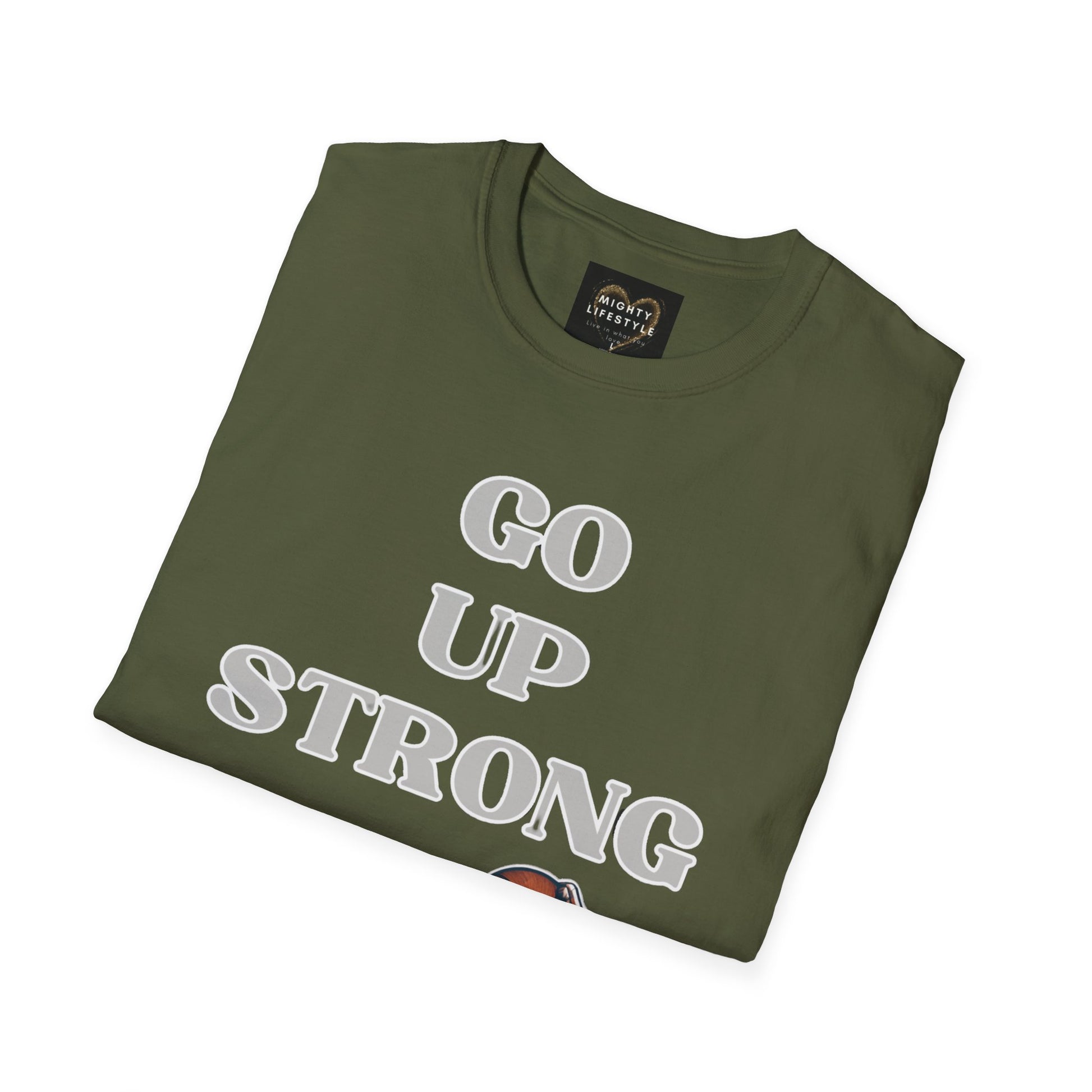 Go Up Strong | Motivational Shirt | Travel Basketball| AAU Basketball | Basketball Shirt |Basketball Mom| Basketball Dad | Unisex Basketball Shirt | Sports Shirt | Baller Shirt | Mighty Lifestyle | Softstyle T-Shirt - Mighty Lifestyle