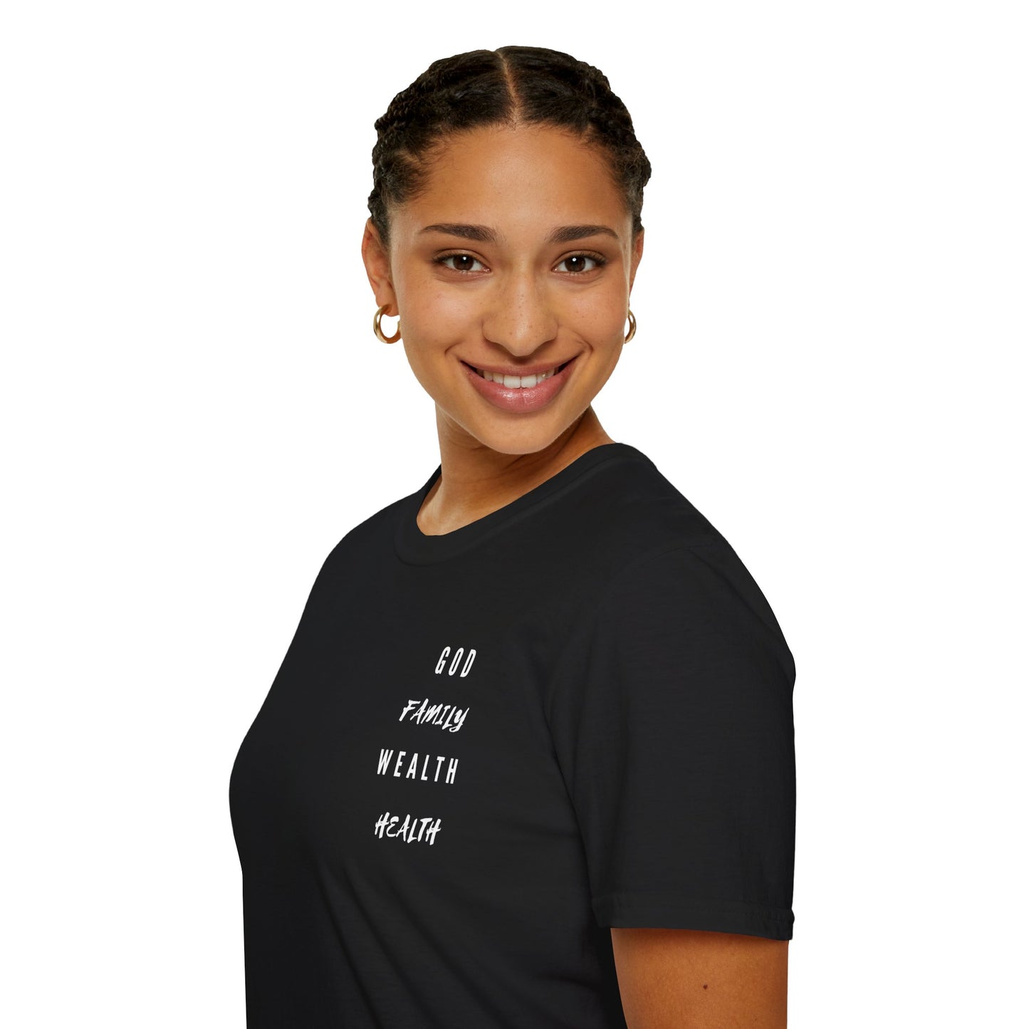 Mighty Lifestyle God Family Health Wealth | Unisex Softstyle T-Shirt