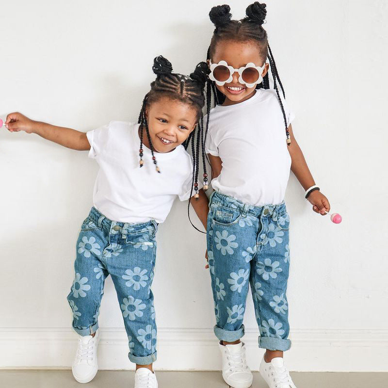 Mighty Lifestyle Kids Jeans | Children Wear New European And American Foreign Trade Girls' Jeans Ins Style Children's Wear Fashion Printed Denim Long