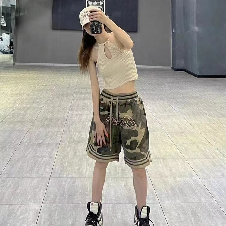 Camo Loose five point casual basketball sports pants