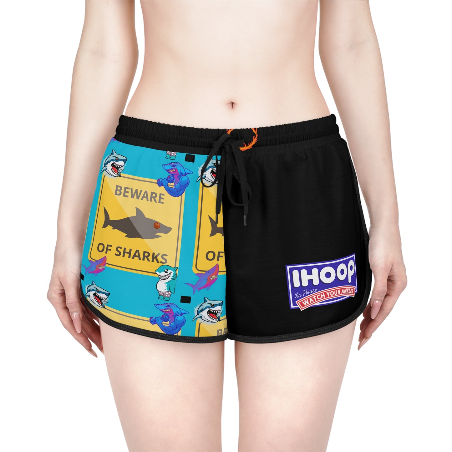 Basketball Shorts - Mighty Lifestyle Beware of Sharks Women's Relaxed Shorts