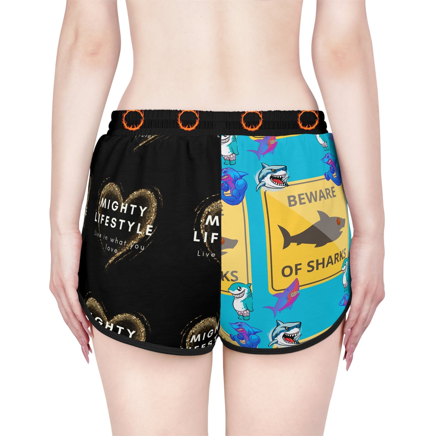 Basketball Shorts - Mighty Lifestyle Beware of Sharks Women's Relaxed Shorts