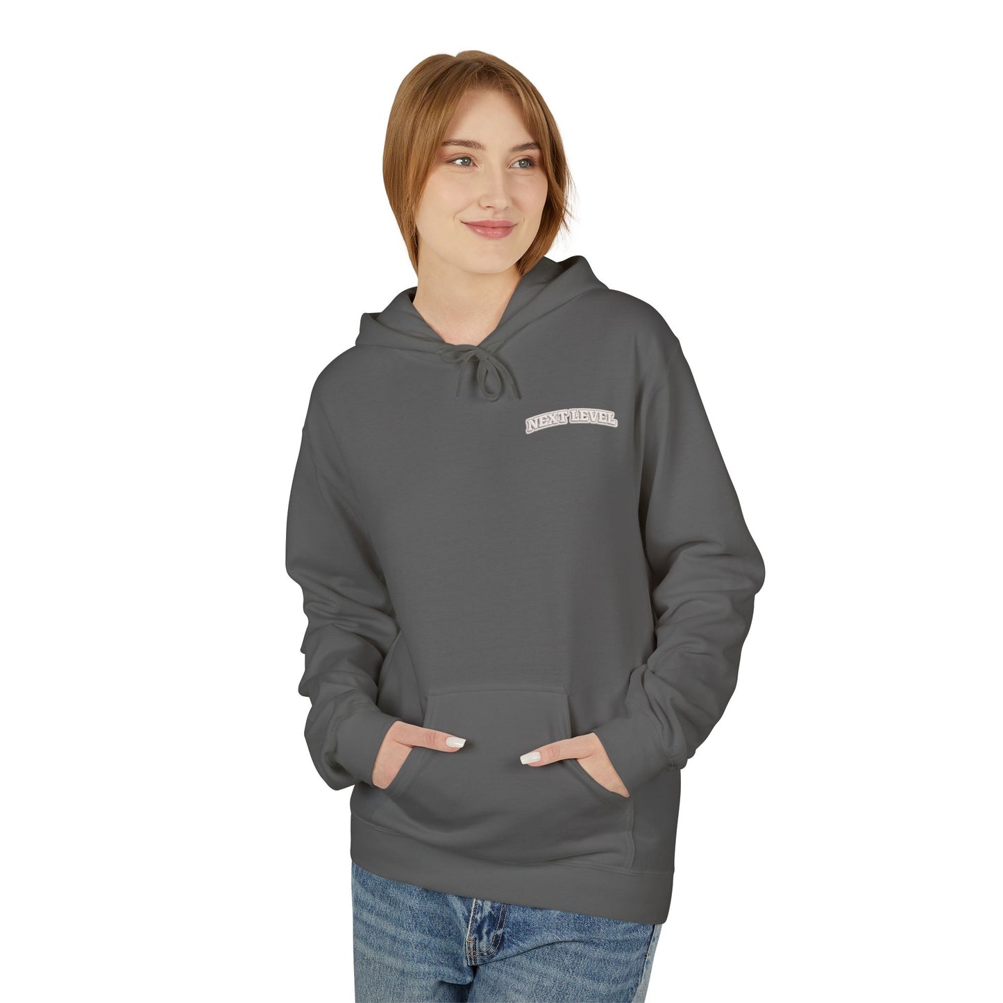 Majestic Vertical Text Hoodie — Minimal White Graphic Pullover Christian Hoodie Godly Hoodie Sports Hoodie Mighty Lifestyle Hoodie