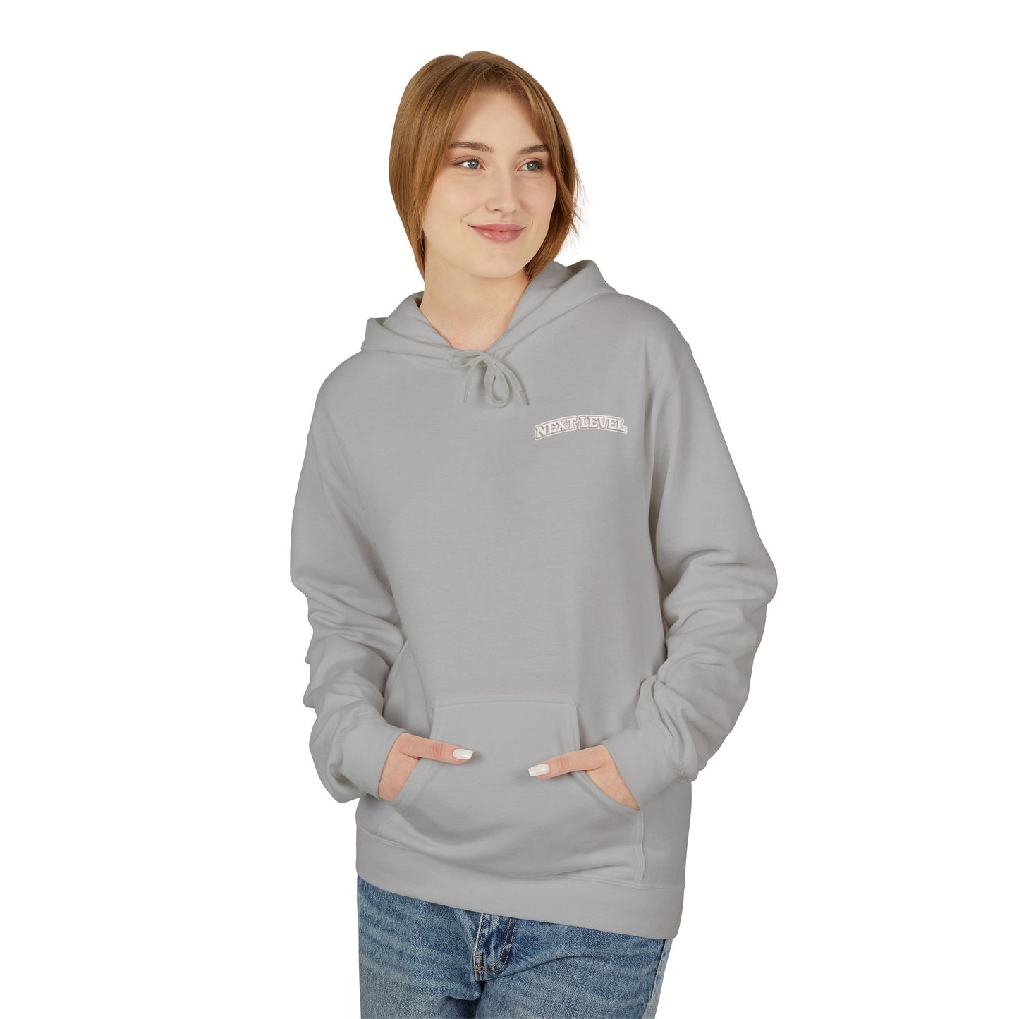 Majestic Vertical Text Hoodie — Minimal White Graphic Pullover Christian Hoodie Godly Hoodie Sports Hoodie Mighty Lifestyle Hoodie