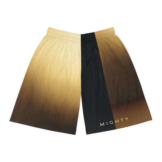 Gradient Gold & Black Basketball Shorts — Retro Two-Tone Athletic Shorts