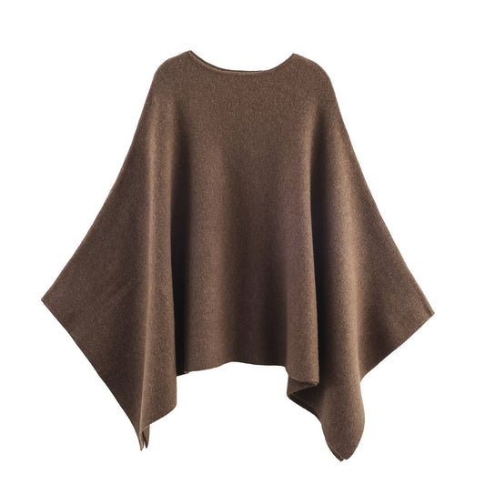 Women’s Oversized Knit Poncho Top – Long Sleeve Round Neck Cloak Sweater Shawl | Solid Color Fall Winter Cape Pullover | Modest Loose Fit Knitwear
Temperament Round Neck Cloak Long Sleeve Solid Color Knitted Shirt for Women