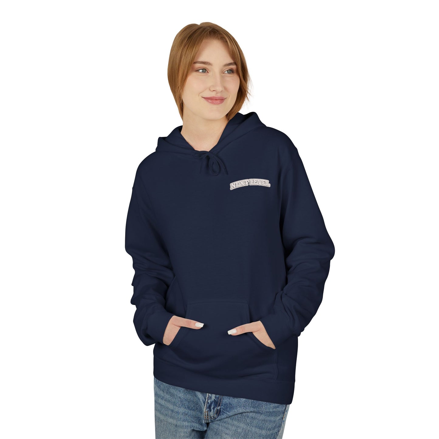 Majestic Vertical Text Hoodie — Minimal White Graphic Pullover Christian Hoodie Godly Hoodie Sports Hoodie Mighty Lifestyle Hoodie
