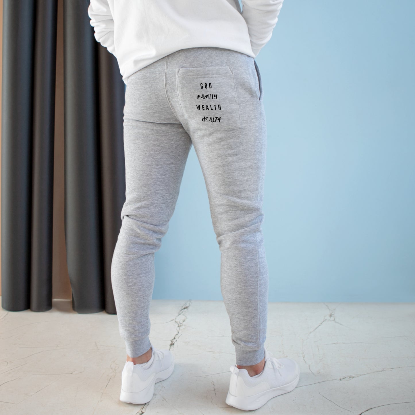 Mighty Lifestyle God Family Health Wealth | Unisex Fleece Joggers