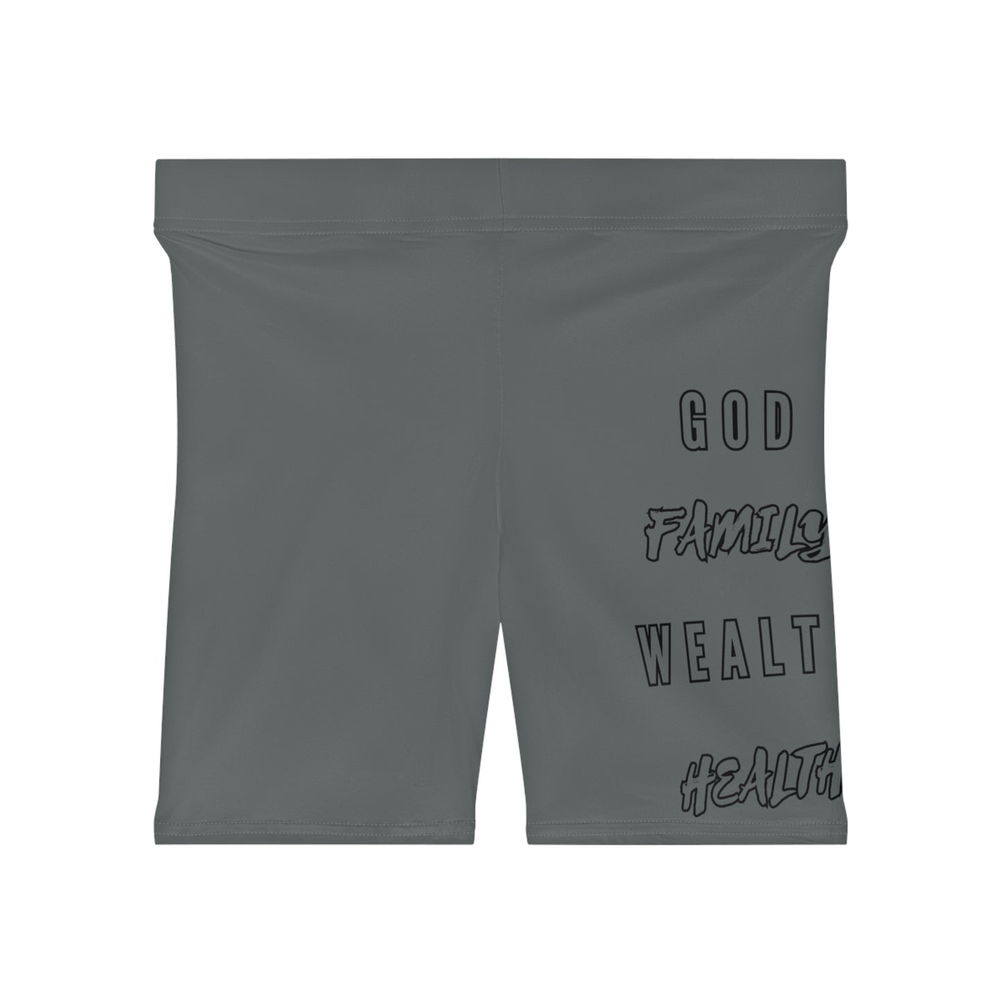 Mighty Lifestyle God Family Wealth Health | Women's Biker Shorts (AOP)