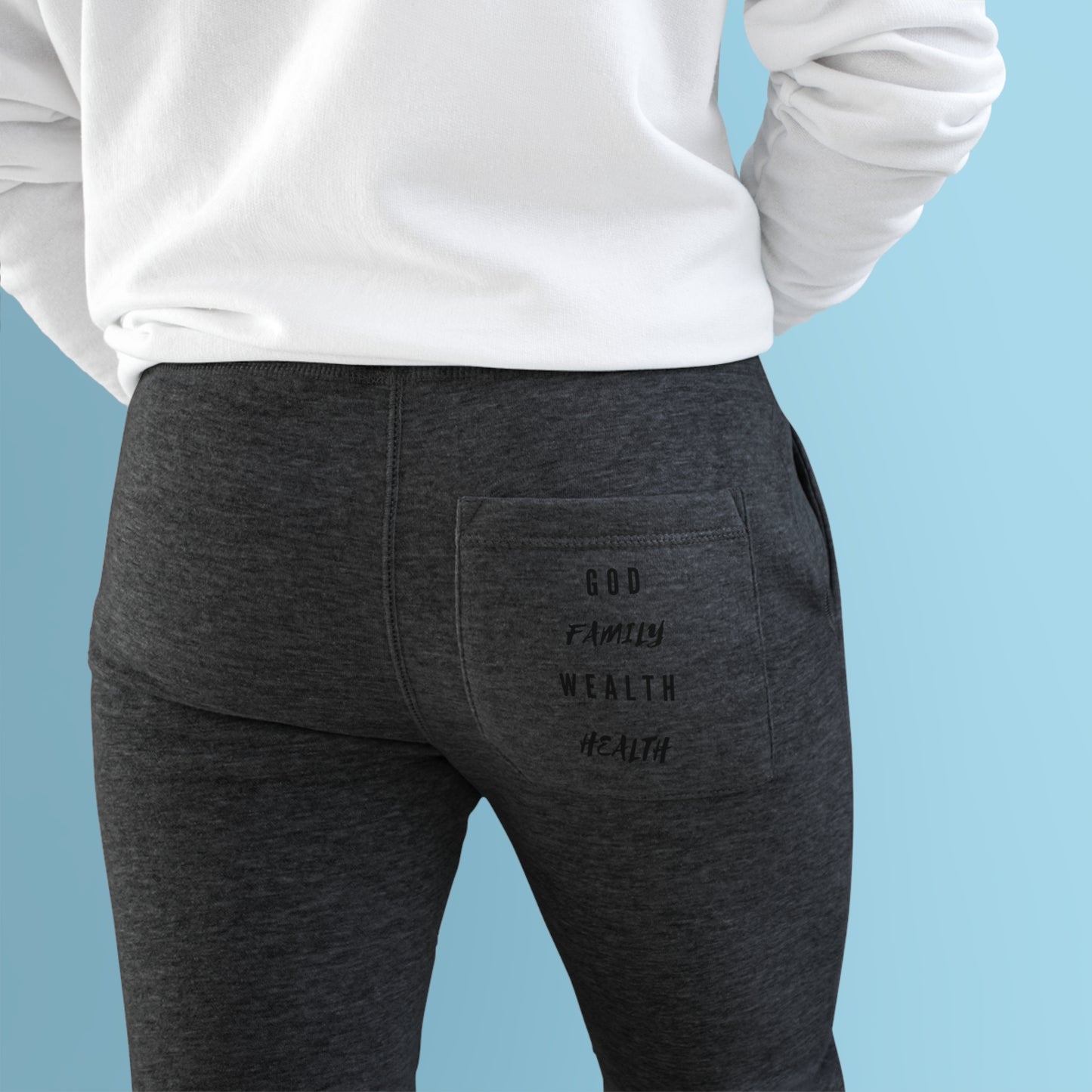 Mighty Lifestyle God Family Health Wealth | Unisex Fleece Joggers