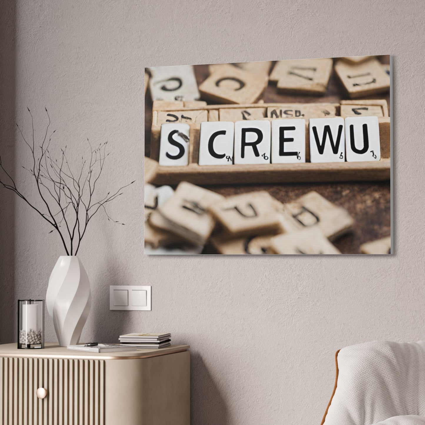 Screw U | Funny Canvas Art | Wall Art | Wall Decor | Office Art | Canvas Stretched, 1.5''