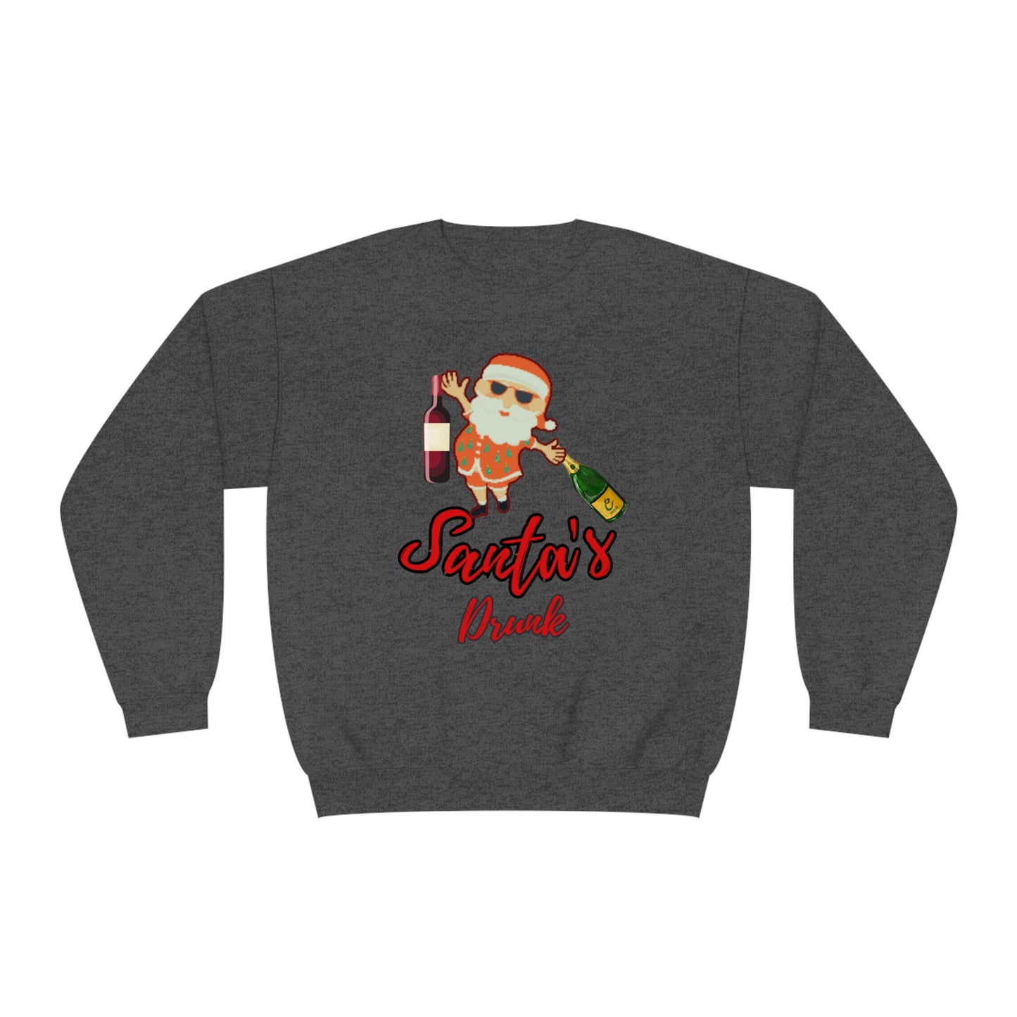 Santa Sweater, Santa's Drunk, Ugly Sweater, Ugly Holiday Sweater, Ugly Christmas Sweater,  Unisex NuBlend® Crewneck Sweatshirt