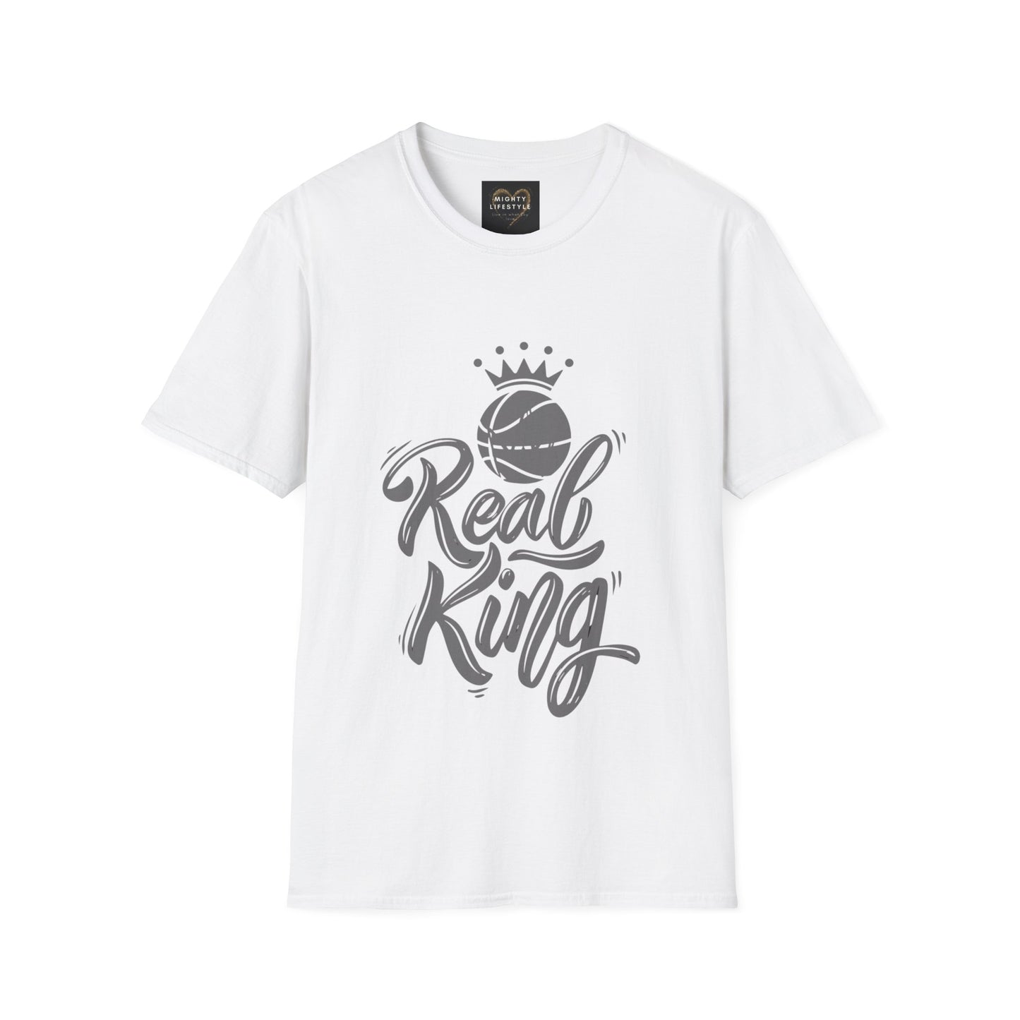 Real King (White) Shirt  | Basketball Shirt | Sports Shirt | Baller Shirt | Mighty Lifestyle |  Softstyle T-Shirt