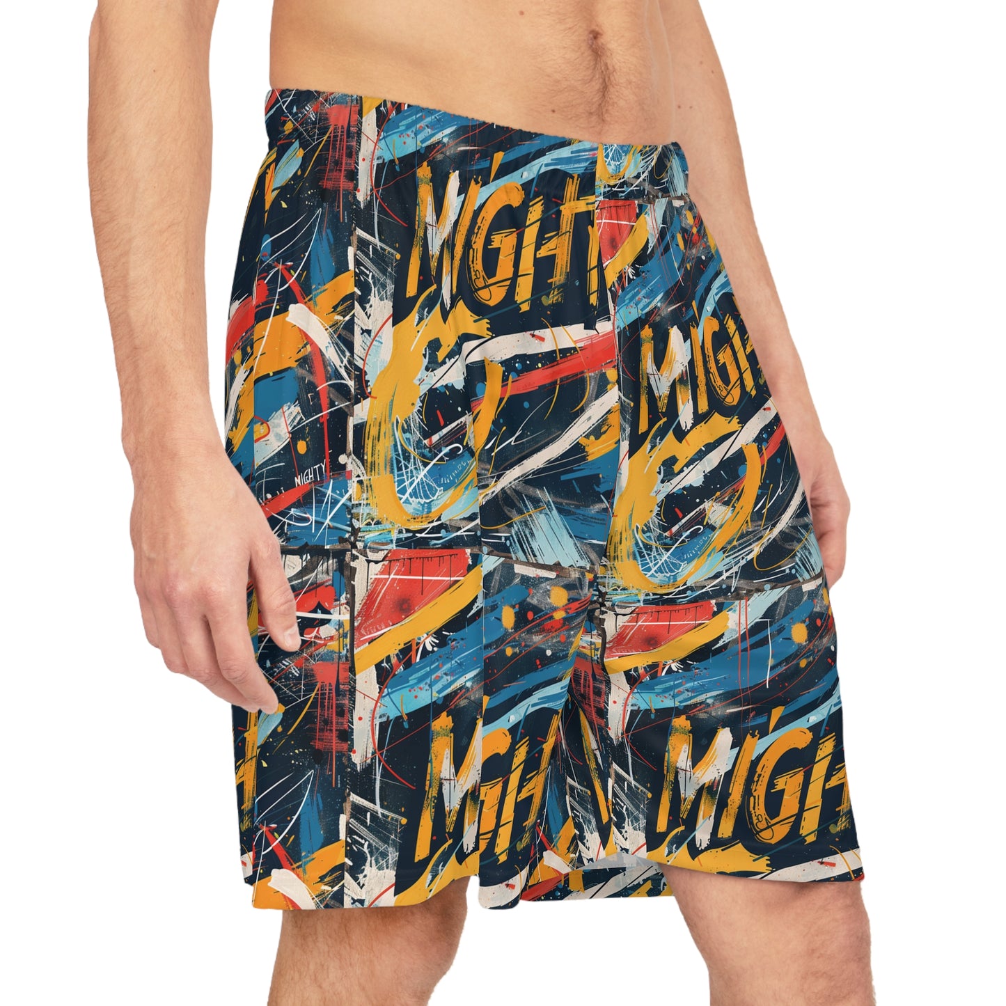 Mighty Graffiti Basketball Shorts — Bold Long Athletic Shorts, Sports Shorts, Gym Shorts