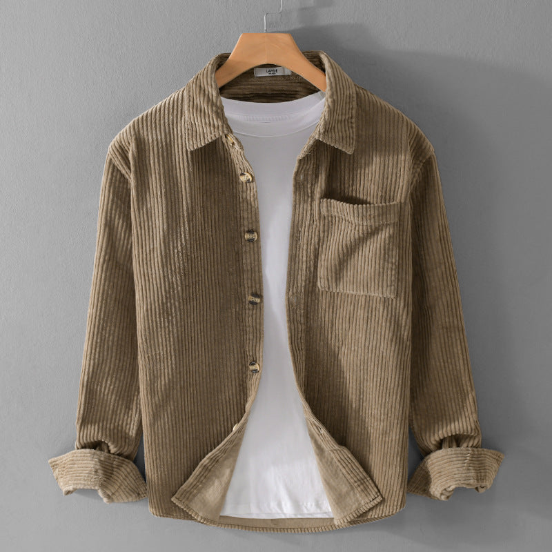 Trendy Men’s Corduroy Jacket Autumn and winter men's corduroy long sleeved shirt, simple, casual, trendy, retro, handsome men's shirt