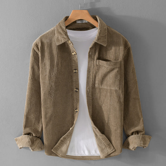 Trendy Men’s Corduroy Jacket Autumn and winter men's corduroy long sleeved shirt, simple, casual, trendy, retro, handsome men's shirt
