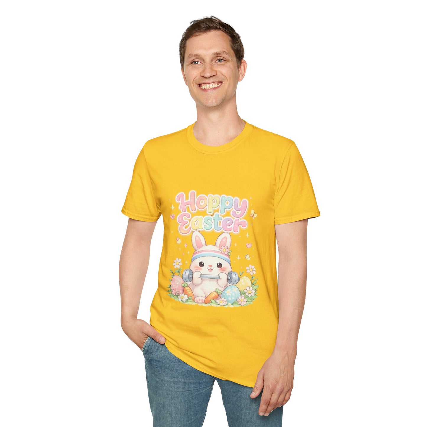 Happy Easter Bunny Graphic Tee – Cute Pastel Easter Shirt for Women, Spring Holiday Outfit, Easter Egg Hunt Shirt