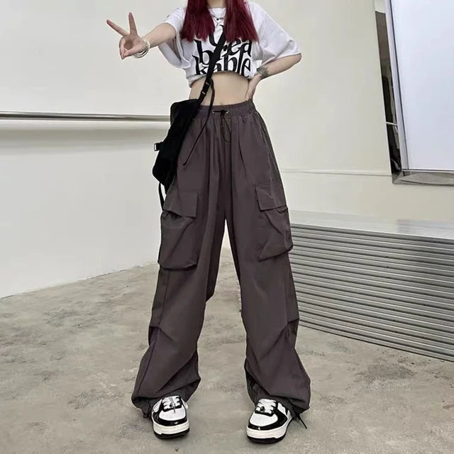 Lilith Trendy Baggy Streetwear Hip Hop Cargo Pants for Women – Oversized Summer Trousers with Pockets | Korean High Waist Baggy Streetwear Hip Hop Cargo Pants Women Fashion Pockets Oversize Loose Trousers Summer Boyfriend High Waist Wide Leg Pants
