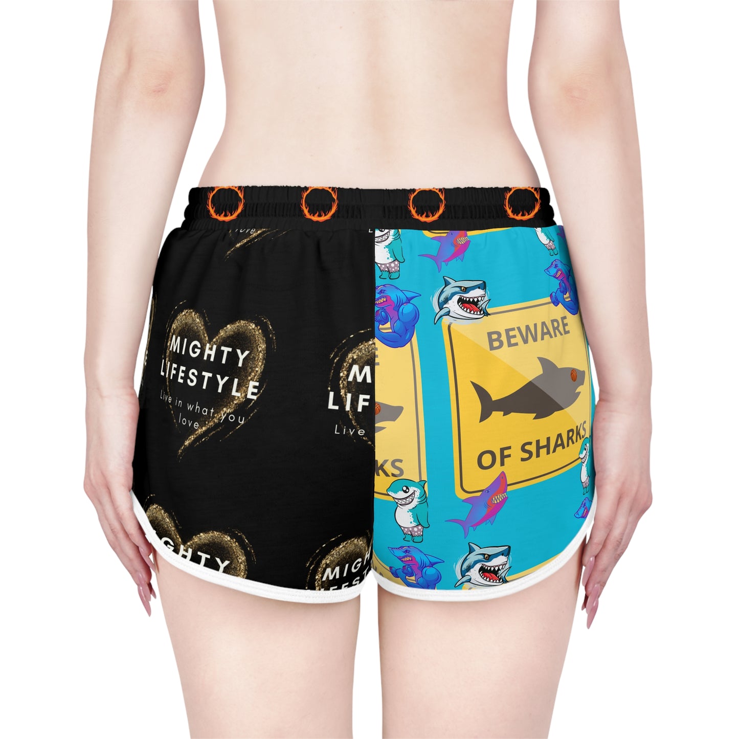 Basketball Shorts - Mighty Lifestyle Beware of Sharks Women's Relaxed Shorts